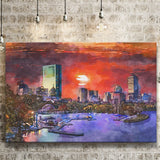 Boston Massachusetts Usa Skyline V1 City Art Watercolor Canvas Prints Wall Art Home Decor, Large Canvas