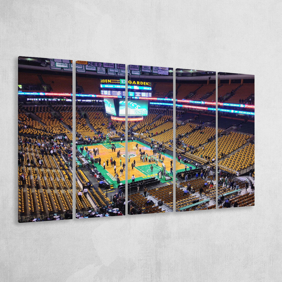 Boston Celtics Wall Art TD Garden Stadium Canvas Prints Basketball,Multi Panels B,Sport Stadium Art Prints, Fan Gift