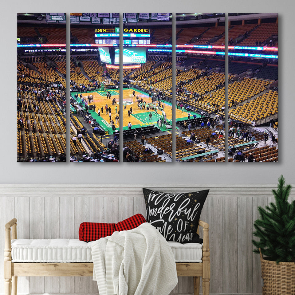 Boston Celtics Wall Art TD Garden Stadium Canvas Prints Basketball,Multi Panels B,Sport Stadium Art Prints, Fan Gift