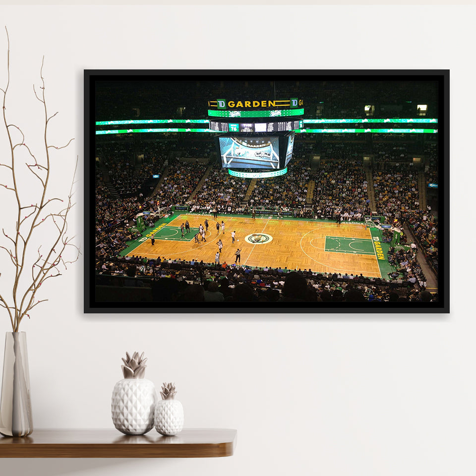 Boston Celtics Wall Art TD Garden Stadium Framed Canvas Prints Basketball,Sport Stadium Art Prints, Fan Gift