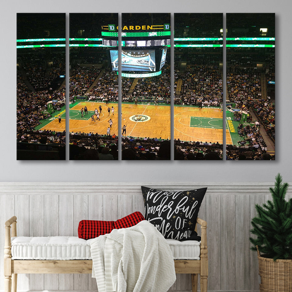Boston Celtics Wall Art TD Garden Stadium Canvas Prints Basketball,Multi Panels B,Sport Stadium Art Prints, Fan Gift