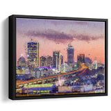Boston City at Evening Framed Canvas Prints Wall Art Decor - Paiting Canvas, Art Prints, Floating Frame