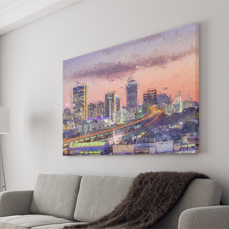 Boston City at Evening Canvas Prints Wall Art Decor - Paiting Canvas, Art Prints, Wall Decor, For Sale
