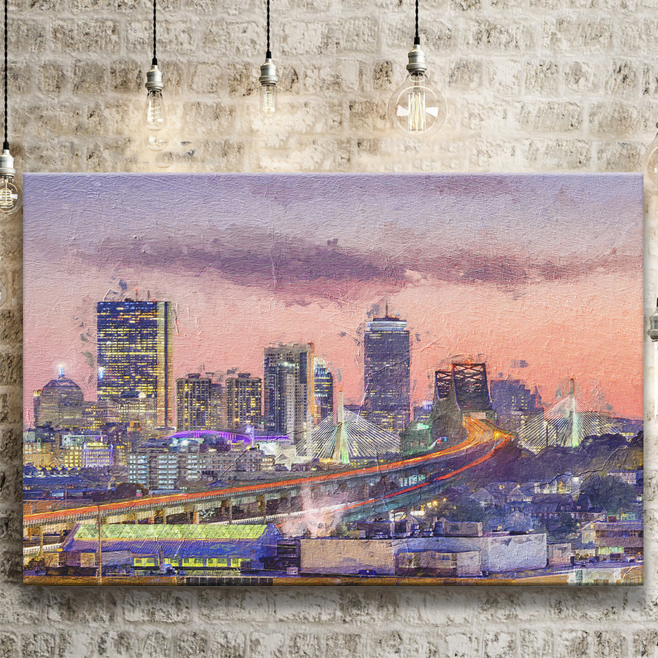 Boston City at Evening Canvas Prints Wall Art Decor - Paiting Canvas, Art Prints, Wall Decor, For Sale