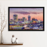 Boston City at Evening Framed Canvas Prints Wall Art Decor - Paiting Canvas, Art Prints, Floating Frame
