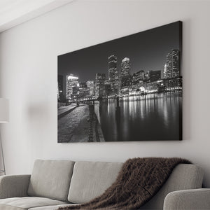 Boston Night Skyline Canvas Wall Art - Canvas Prints, Prints For Sale, Painting Canvas,Canvas On Sale 