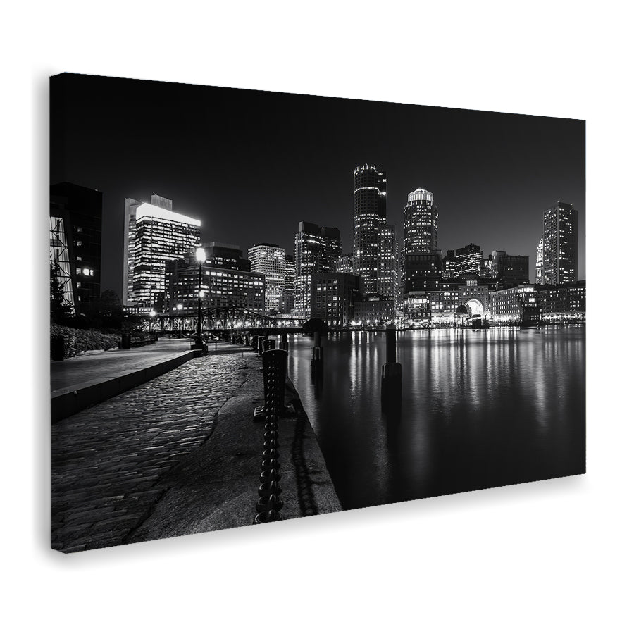 Boston Night Skyline Canvas Wall Art - Canvas Prints, Prints For Sale, Painting Canvas,Canvas On Sale 
