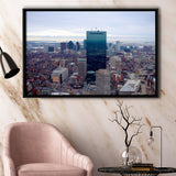 Boston Skyline, Boston Canvas Art Framed Canvas Prints Wall Art Decor, Black Floating Frame
