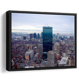 Boston Skyline, Boston Canvas Art Framed Canvas Prints Wall Art Decor, Black Floating Frame