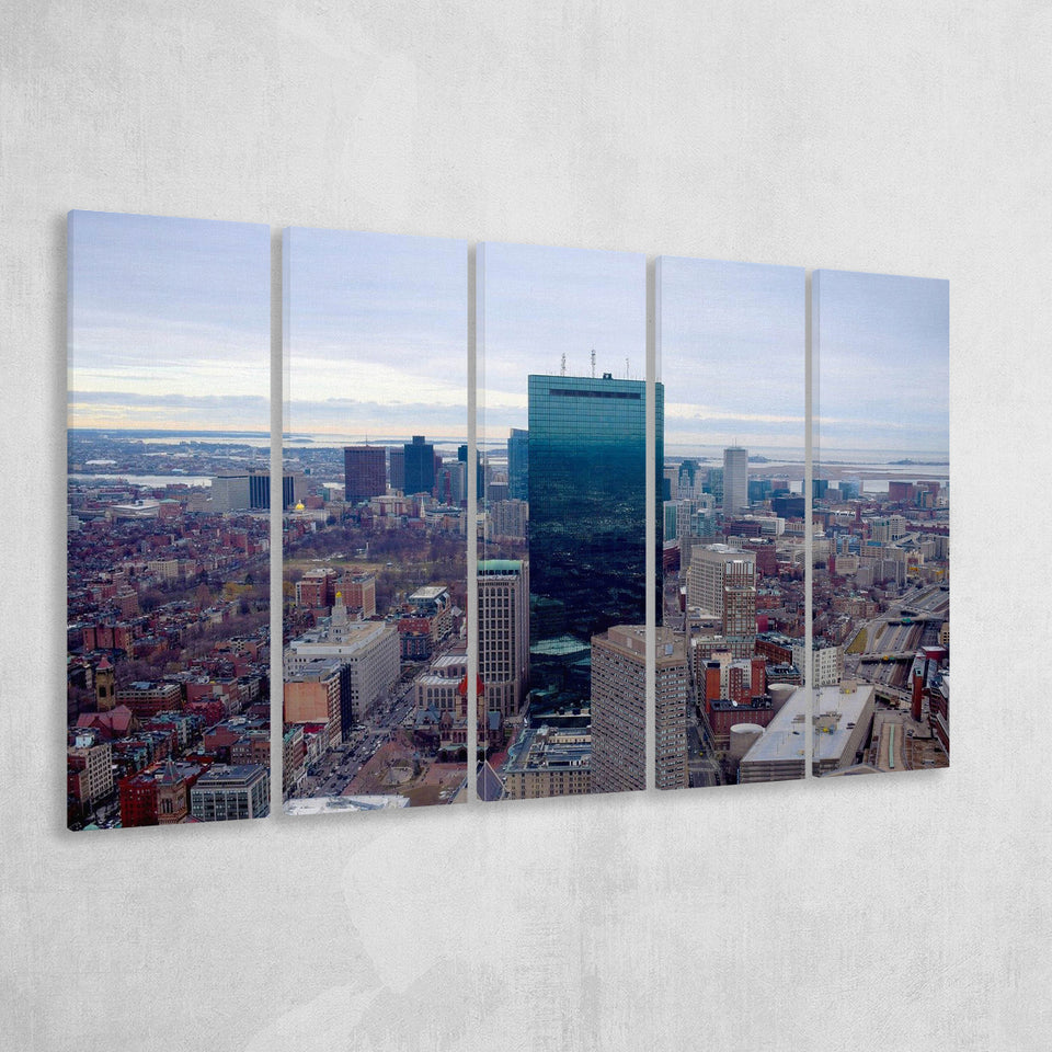 Boston Skyline, Boston Canvas Art 5 Panels B,Large Canvas,Canvas Prints Wall Art Home Decor