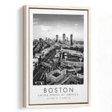 Boston, Usa Fenway Park Print City Skyline Poster Black And White Art Framed Canvas Prints Wall Art Home Decor, Floating Frame