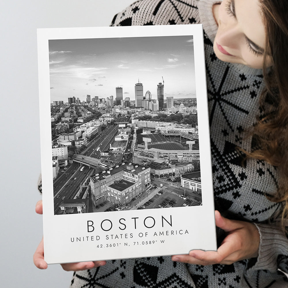 Boston, Usa Fenway Park Print City Skyline Poster Black And White Art ...