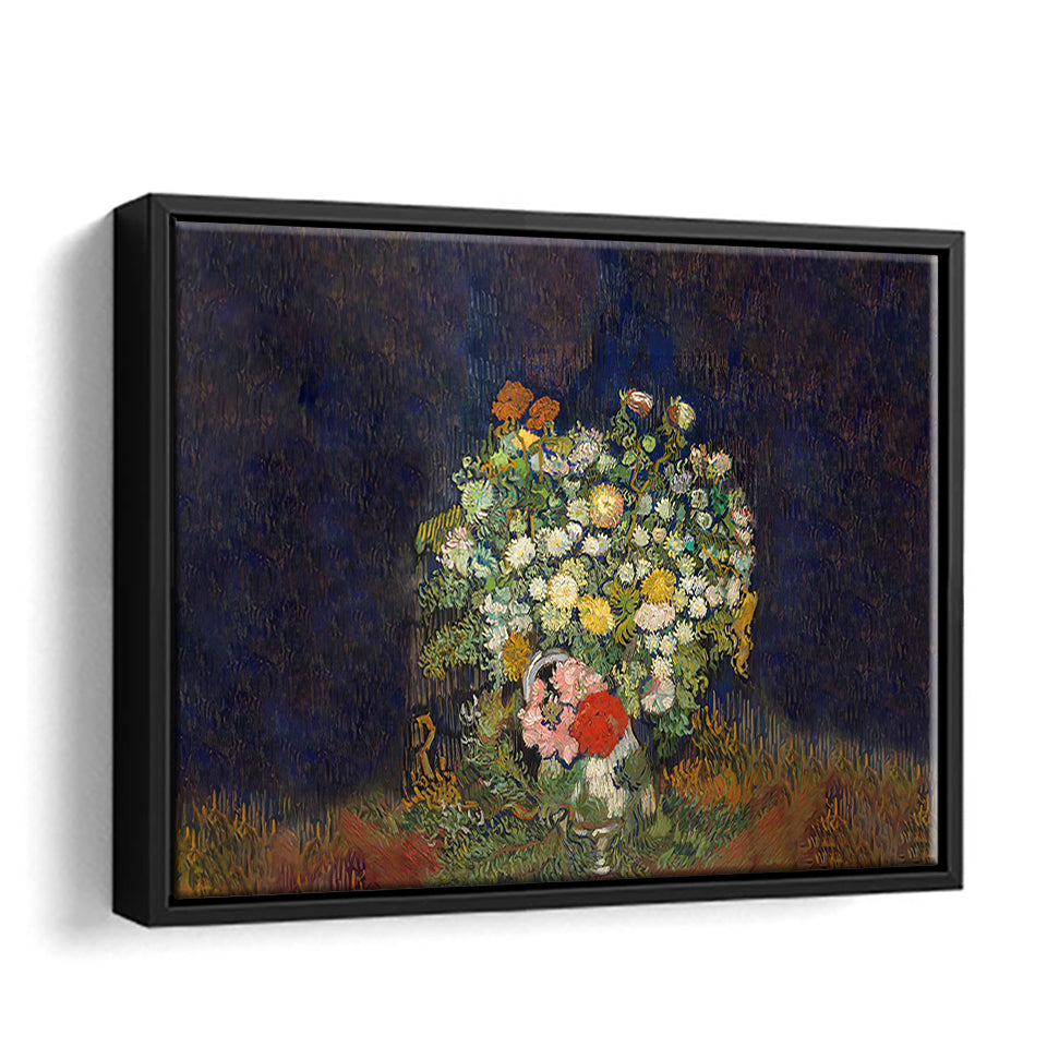 Bouquet Of Flowers By Vincent Van Gogh Framed Canvas Wall Art - Framed Prints, Canvas Prints, Prints for Sale, Canvas Painting