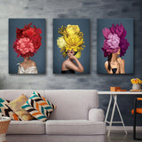 Bouquet Woman Canvas Set of 3 Piece Canvas Prints Wall Art Decor