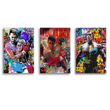 Boxing - Graffiti - Gym Motivational Wall Arts Decor Set of 3 Piece Canvas Prints Wall Art Decor
