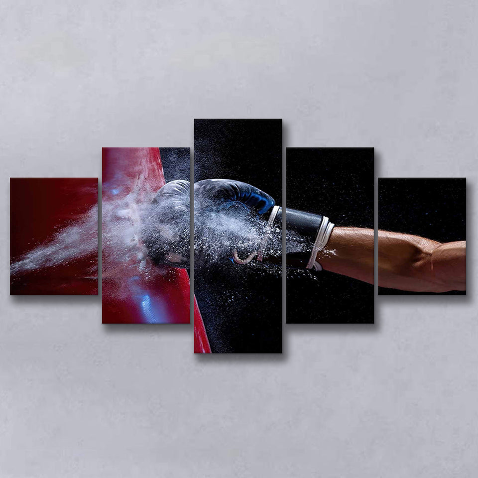 Boxing Wall Art, Boxing Canvas, Gym Wall Art 5 Panels, Canvas Prints Wall Art Decor, Large Canvas Art