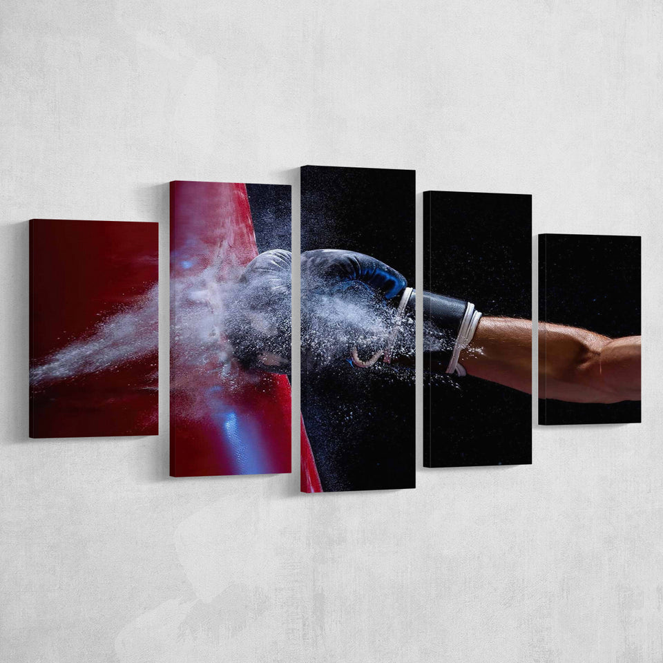 Boxing Wall Art, Boxing Canvas, Gym Wall Art 5 Panels, Canvas Prints Wall Art Decor, Large Canvas Art