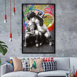 Boy Girl Kissing Graffiti Framed Art Prints Wall Decor - Painting Prints, Home Decor, For Sale, Framed Picture