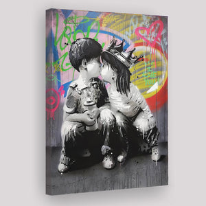 Boy Girl Kissing Graffiti Canvas Prints Wall Art - Painting Canvas, Home Wall Decor, For Sale, Painting Prints