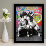 Boy Girl Kissing Graffiti Framed Art Prints Wall Decor - Painting Prints, Home Decor, For Sale, Framed Picture