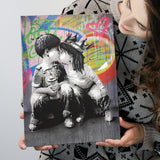 Boy Girl Kissing Graffiti Canvas Prints Wall Art - Painting Canvas, Home Wall Decor, For Sale, Painting Prints