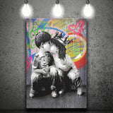 Boy Girl Kissing Graffiti Canvas Prints Wall Art - Painting Canvas, Home Wall Decor, For Sale, Painting Prints