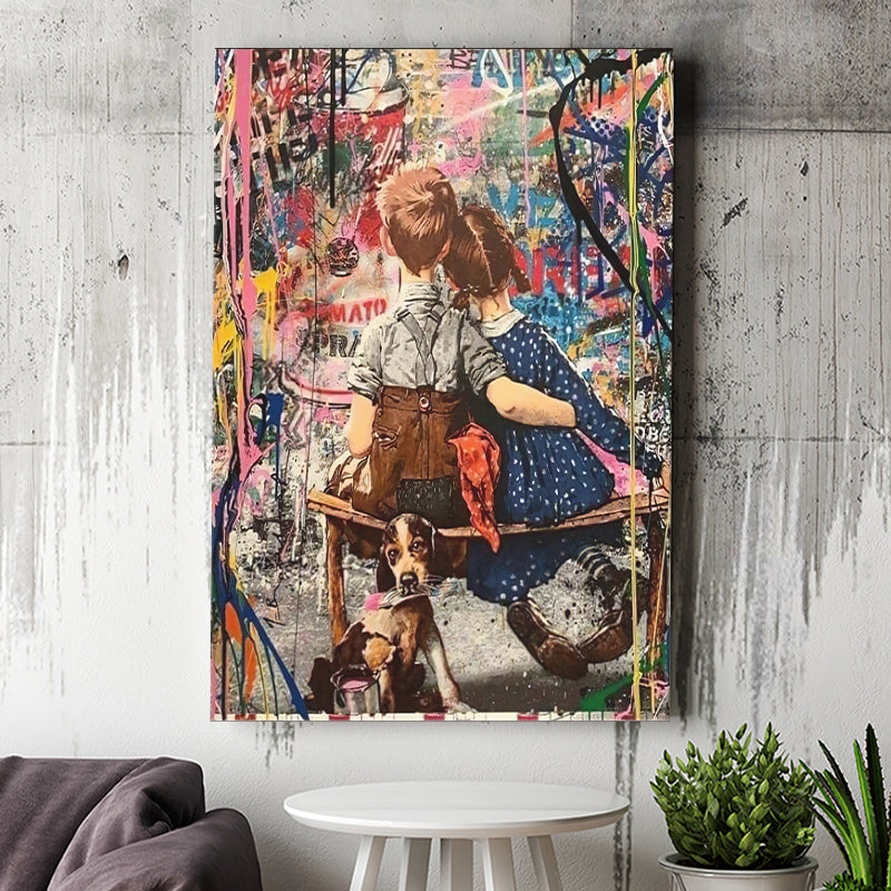 Boy and Girl Love Graffiti Canvas Prints Wall Art - Painting Canvas, Home Wall Decor, For Sale, Painting Prints