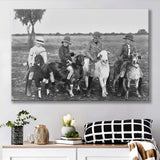 Boys Riding Goats Black And White Print, Canvas Prints Wall Art Home Decor