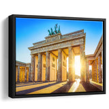 Brandenburg Gate Sunrise Berlin Sunrise Bright Germany Framed Canvas Prints Wall Art Decor, Framed Picture, Floating Frame