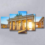 Brandenburg Gate Sunrise Berlin Sunrise Bright Germany 5 Piece Canvas Prints Wall Art Decor, Multi Panels, Mixed Canvas