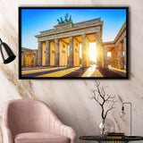 Brandenburg Gate Sunrise Berlin Sunrise Bright Germany Framed Canvas Prints Wall Art Decor, Framed Picture, Floating Frame