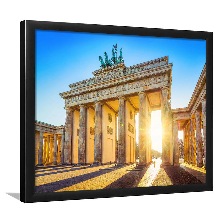Brandenburg Gate Sunrise Berlin Sunrise Bright Germany Framed Art Prints Wall Art Decor, Framed Picture, Home Decor