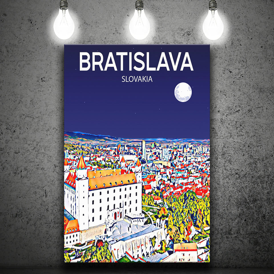 Bratislava Slovakia Art Night Art Print ,City Art Print, Large Canvas, Canvas Print Wall Art Home Decor