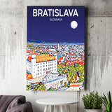 Bratislava Slovakia Art Night Art Print ,City Art Print, Large Canvas, Canvas Print Wall Art Home Decor
