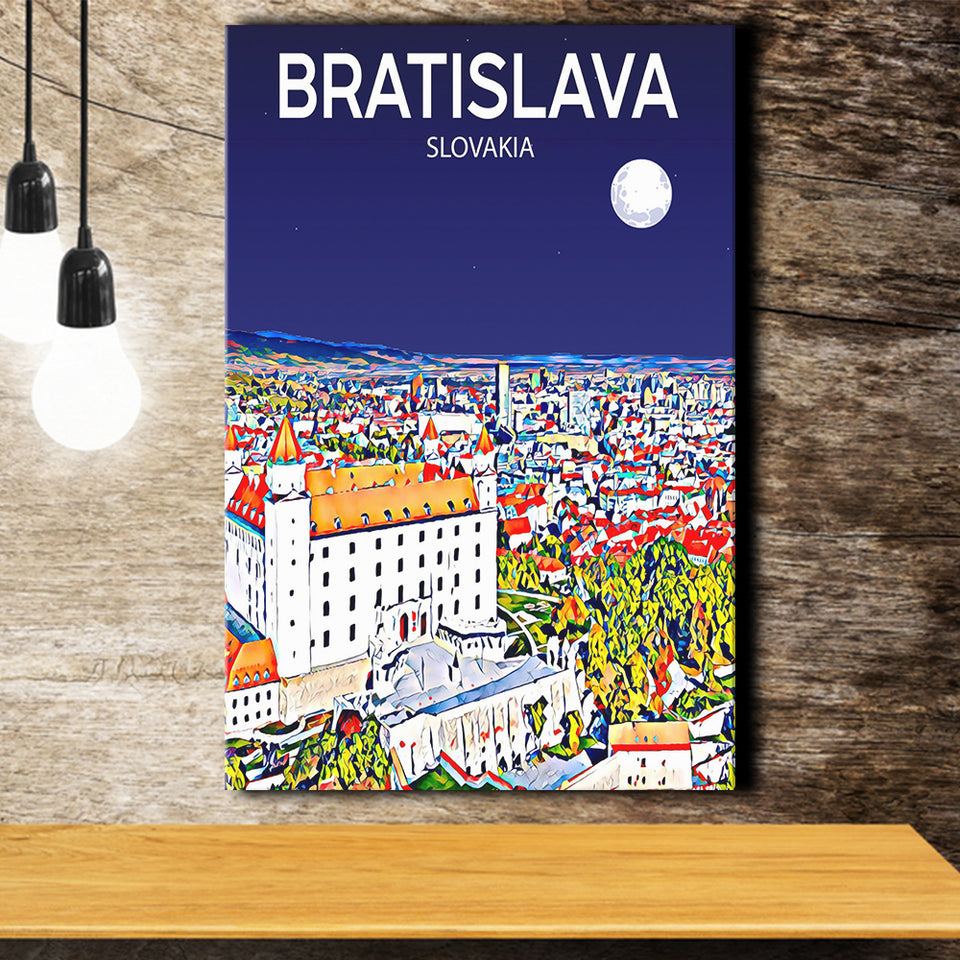 Bratislava Slovakia Art Night Art Print ,City Art Print, Large Canvas, Canvas Print Wall Art Home Decor