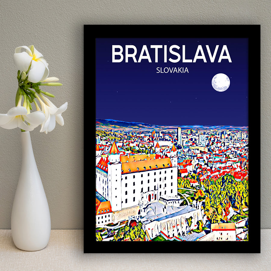 Bratislava Slovakia Art Night Art Print, City Art Print, Framed Art Print Wall Art Home Decor, Framed Picture