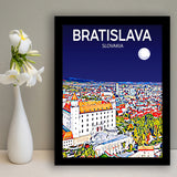 Bratislava Slovakia Art Night Art Print, City Art Print, Framed Art Print Wall Art Home Decor, Framed Picture