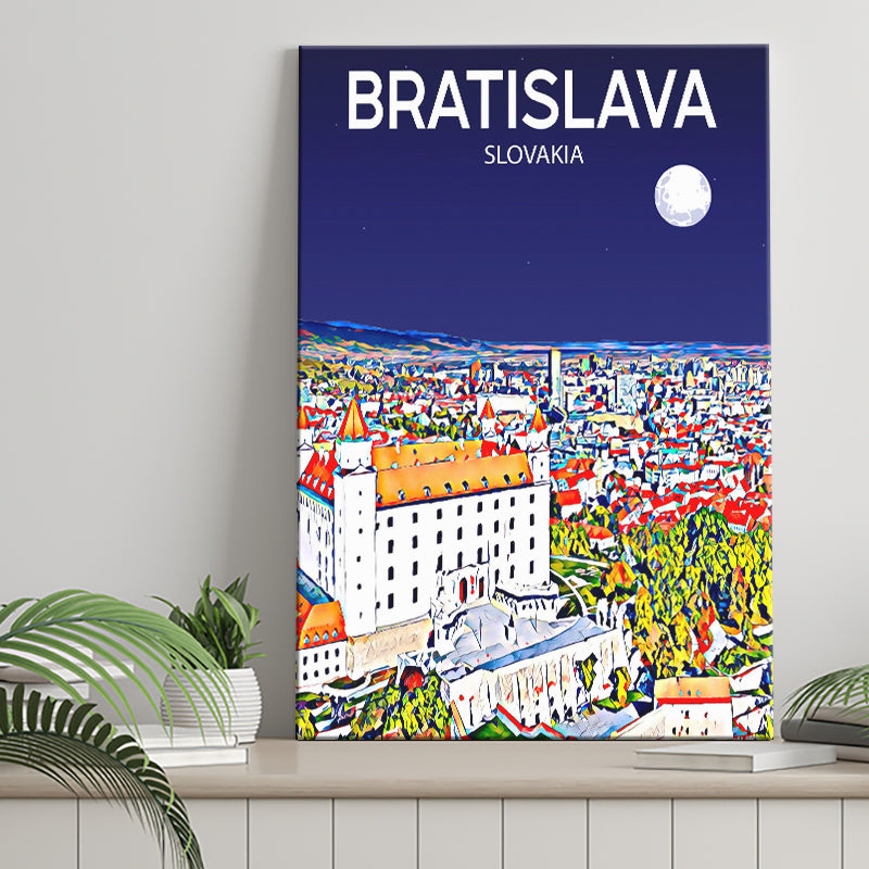Bratislava Slovakia Art Night Art Print ,City Art Print, Large Canvas, Canvas Print Wall Art Home Decor