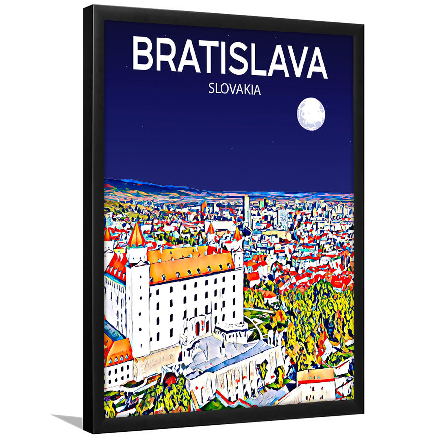 Bratislava Slovakia Art Night Art Print, City Art Print, Framed Art Print Wall Art Home Decor, Framed Picture