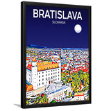 Bratislava Slovakia Art Night Art Print, City Art Print, Framed Art Print Wall Art Home Decor, Framed Picture