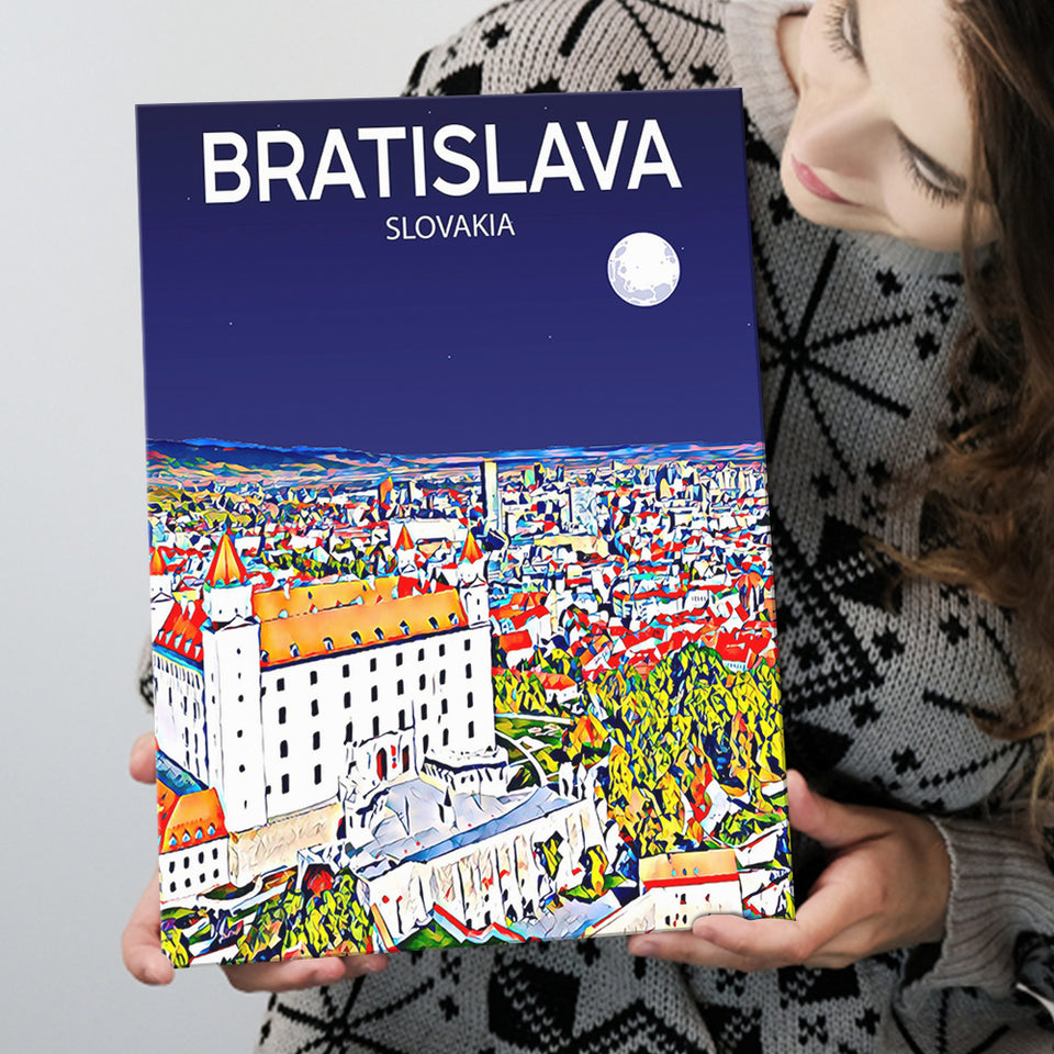 Bratislava Slovakia Art Night Art Print ,City Art Print, Large Canvas, Canvas Print Wall Art Home Decor