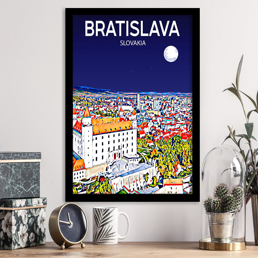 Bratislava Slovakia Art Night Art Print, City Art Print, Framed Art Print Wall Art Home Decor, Framed Picture