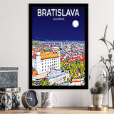 Bratislava Slovakia Art Night Art Print, City Art Print, Framed Art Print Wall Art Home Decor, Framed Picture