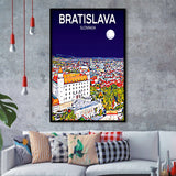 Bratislava Slovakia Art Night Art Print, City Art Print, Framed Art Print Wall Art Home Decor, Framed Picture