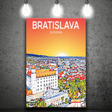 Bratislava Slovakia Art Sunset Art Print ,City Art Print, Large Canvas, Canvas Print Wall Art Home Decor