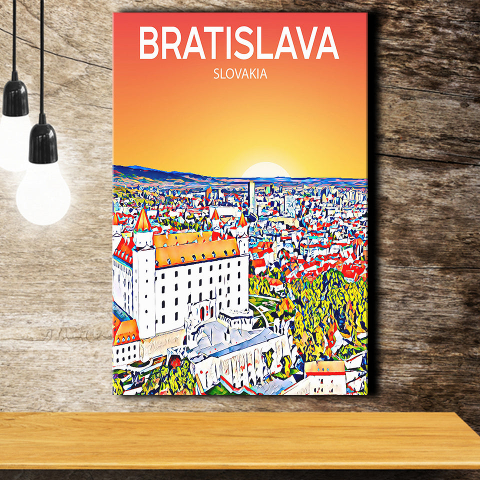 Bratislava Slovakia Art Sunset Art Print ,City Art Print, Large Canvas, Canvas Print Wall Art Home Decor