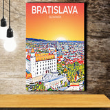 Bratislava Slovakia Art Sunset Art Print ,City Art Print, Large Canvas, Canvas Print Wall Art Home Decor