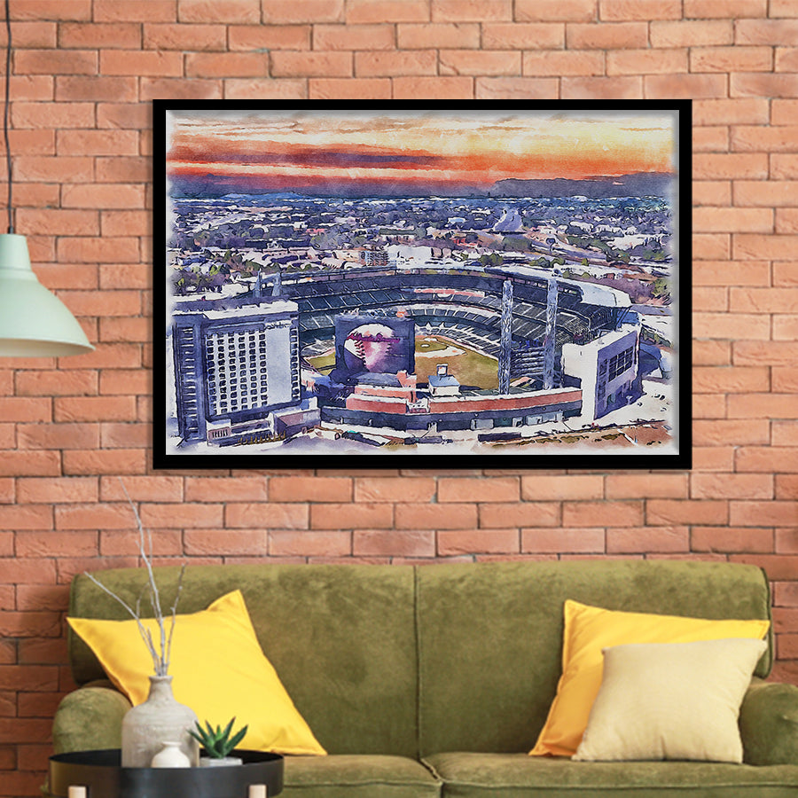 Braves Baseball Stadium Truist Park Watercolor, Sport Prints Fan Gift, Framed Art Prints Wall Art Decor