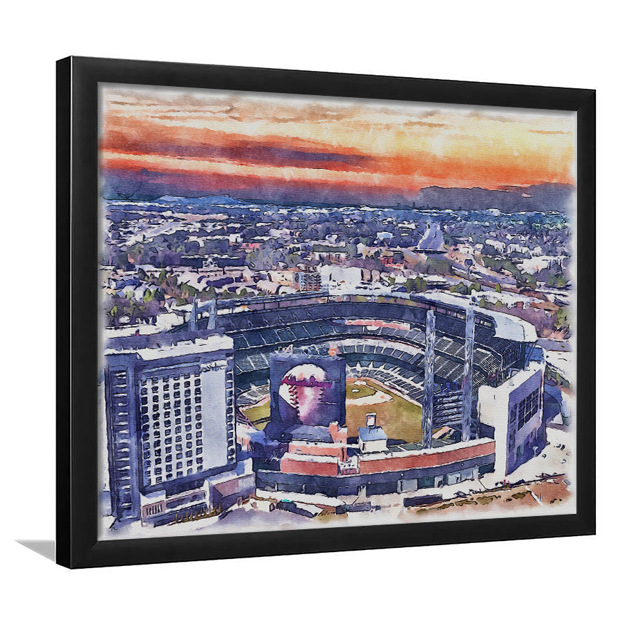 Braves Baseball Stadium Truist Park Watercolor, Sport Prints Fan Gift, Framed Art Prints Wall Art Decor