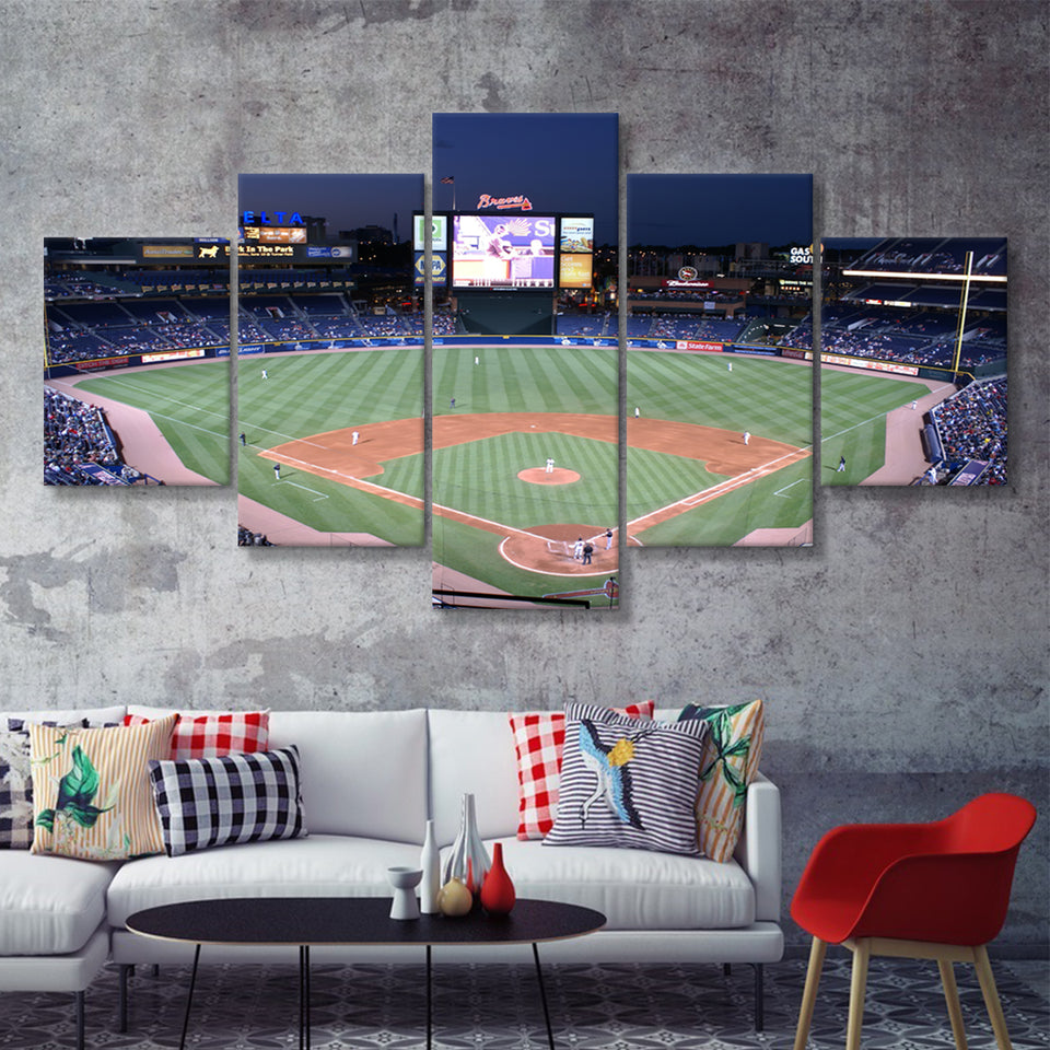 Braves Turner Field From A Rockymountainway Point Of View  5 Pieces Canvas Prints Wall Art - Painting Canvas, Multi Panel, Home Wall Decor